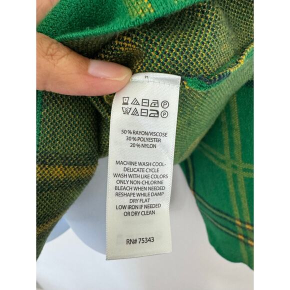 Tahari Green Plaid Sweater XL Boxy Fit Pullover Knit - Picture 2 of 5